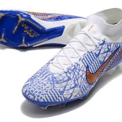Nike Air Zoom Mercurial Vapor XV MDS Elite FG Blue White Gold Football Boots 