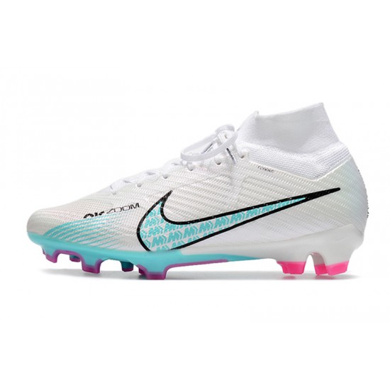 Nike Air Zoom Mercurial Vapor XV MDS Elite High FG White Blue Pink Football Boots