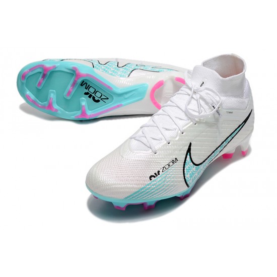 Nike Air Zoom Mercurial Vapor XV MDS Elite High FG White Blue Pink Football Boots