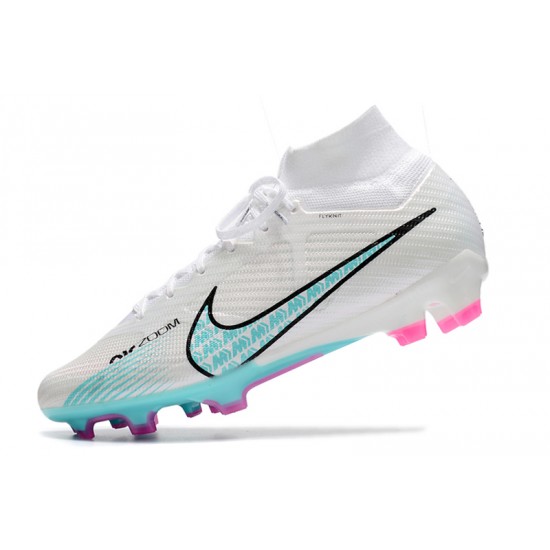 Nike Air Zoom Mercurial Vapor XV MDS Elite High FG White Blue Pink Football Boots