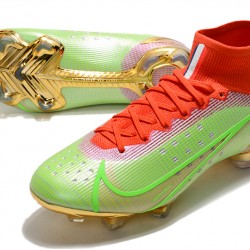 Nike Superfly 8 Elite FG Green Red Gold Football Boots 