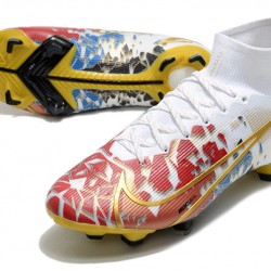 Nike Superfly 8 Elite FG White Black Yellow Red Football Boots 