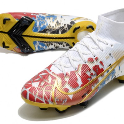 Nike Superfly 8 Elite FG White Black Yellow Red Football Boots 
