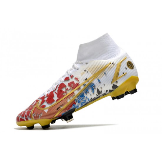 Nike Superfly 8 Elite FG White Black Yellow Red Football Boots