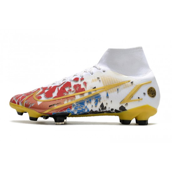Nike Superfly 8 Elite FG White Black Yellow Red Football Boots
