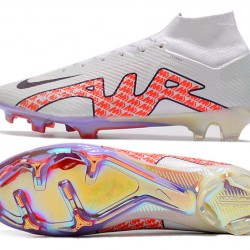 Nike Air Zoom Mercurial Superfly IX Elite FG High White Orange Gold Football Boots 