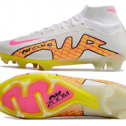 Nike Air Zoom Mercurial Superfly IX Elite FG High White Yellow Peach Football Boots 