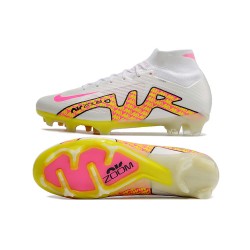 Nike Air Zoom Mercurial Superfly IX Elite FG High White Yellow Peach Football Boots 