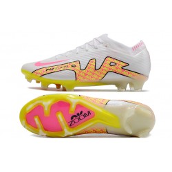 Nike Air Zoom Mercurial Superfly IX Elite FG Low White Yellow Peach Football Boots 