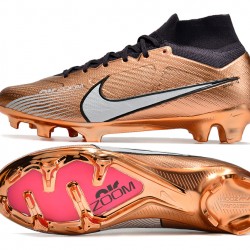 Nike Air Zoom Mercurial Superfly IX Elite High FG Gold White Black Football Boots 