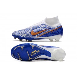 Nike Air Zoom Mercurial Vapor XV MDS Elite FG Blue White Gold Football Boots 