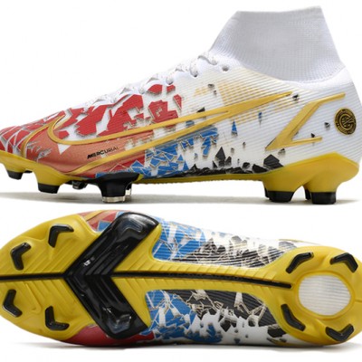 Nike Superfly 8 Elite FG White Black Yellow Red Football Boots 