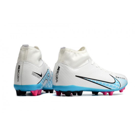 Nike Air Zoom Mercurial Superfly IX Academy AG High White Blue Women/Men Football Boots