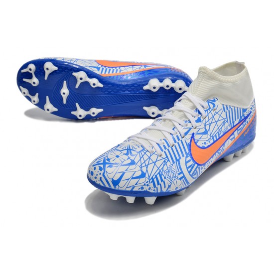 Nike Air Zoom Mercurial Superfly IX Academy AG High White Dark Blue Women/Men Football Boots