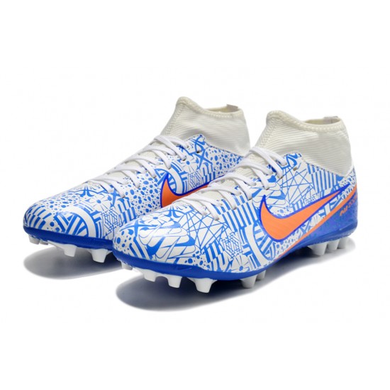 Nike Air Zoom Mercurial Superfly IX Academy AG High White Dark Blue Women/Men Football Boots