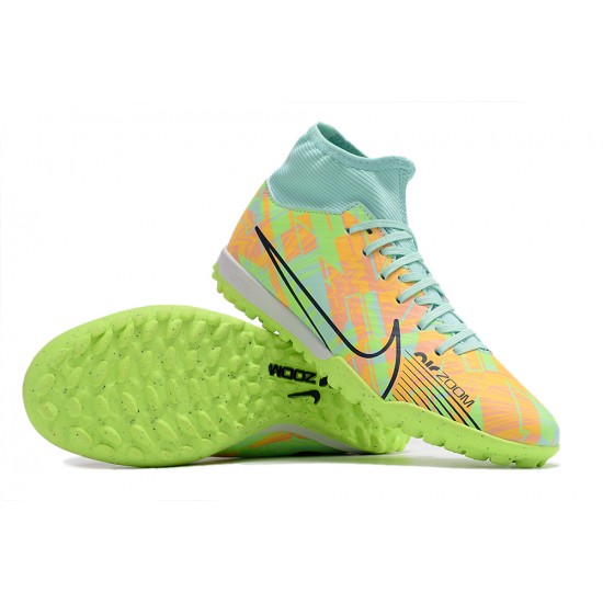 Nike Air Zoom Mercurial Superfly IX Academy TF High Turqoise Khaki Green Women/Men Football Boots