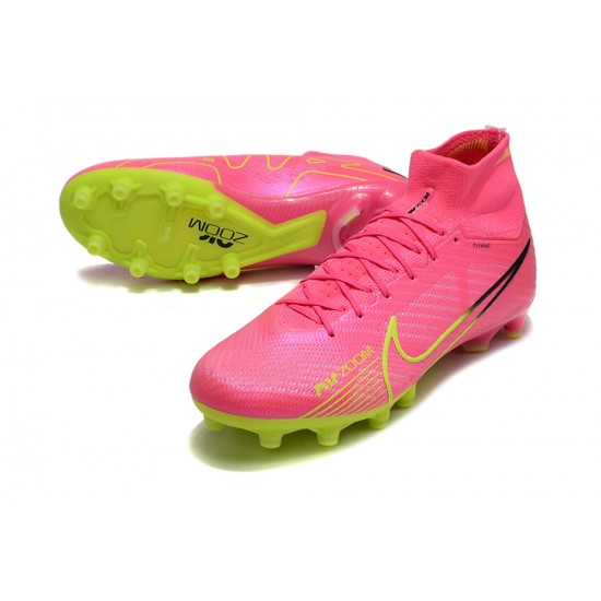 Nike Air Zoom Mercurial Superfly IX Elite AG High Green Pink Women/Men Football Boots