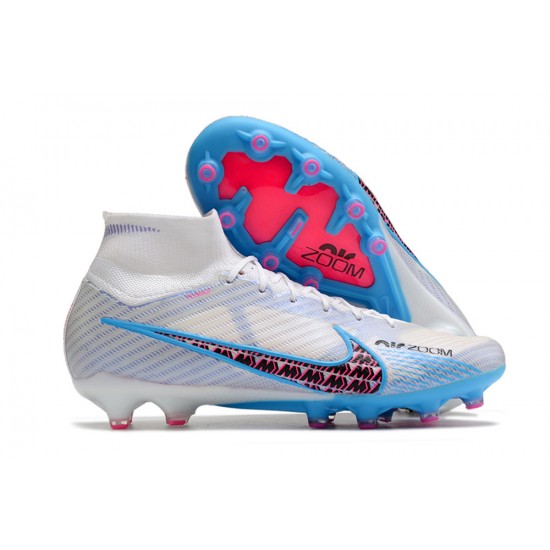 Nike Air Zoom Mercurial Superfly IX Elite AG High White Blue Pink Women/Men Football Boots