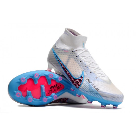 Nike Air Zoom Mercurial Superfly IX Elite AG High White Blue Pink Women/Men Football Boots