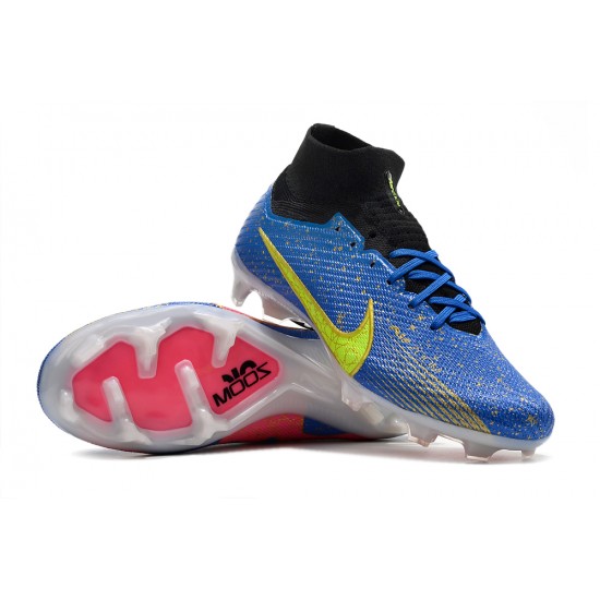 Nike Air Zoom Mercurial Superfly IX Elite FG High Black Blue Yellow Women/Men Football Boots