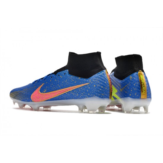 Nike Air Zoom Mercurial Superfly IX Elite FG High Black Blue Yellow Women/Men Football Boots