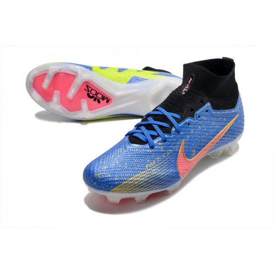 Nike Air Zoom Mercurial Superfly IX Elite FG High Black Blue Yellow Women/Men Football Boots