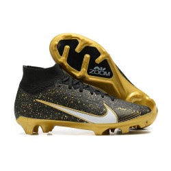 Nike Air Zoom Mercurial Superfly IX Elite FG High Black Gold Women/Men Football Boots