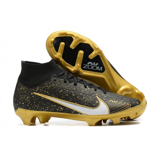 Nike Air Zoom Mercurial Superfly IX Elite FG High Black Gold Women/Men Football Boots