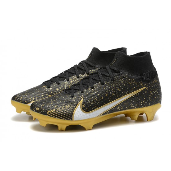 Nike Air Zoom Mercurial Superfly IX Elite FG High Black Gold Women/Men Football Boots