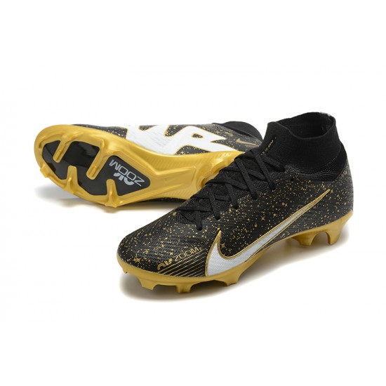 Nike Air Zoom Mercurial Superfly IX Elite FG High Black Gold Women/Men Football Boots