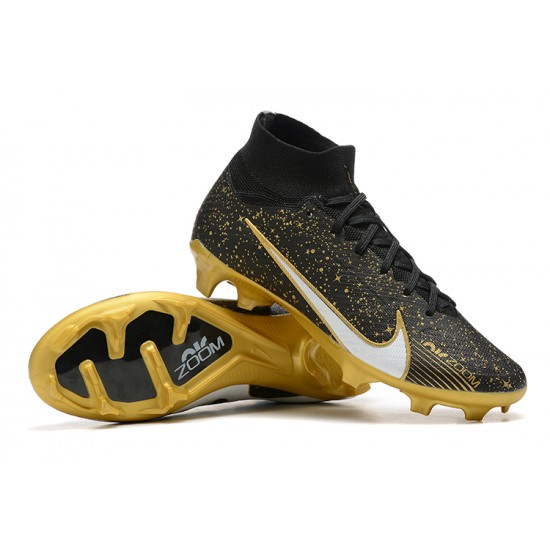 Nike Air Zoom Mercurial Superfly IX Elite FG High Black Gold Women/Men Football Boots
