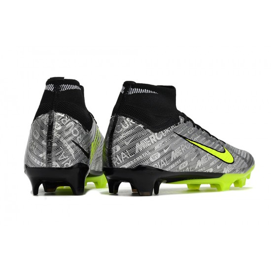 Nike Air Zoom Mercurial Superfly IX Elite FG High Black Grey Yellow Women/Men Football Boots