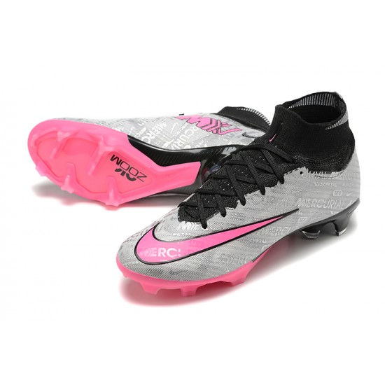 Nike Air Zoom Mercurial Superfly IX Elite FG High Black Pink Grey Women/Men Football Boots