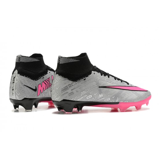 Nike Air Zoom Mercurial Superfly IX Elite FG High Black Pink Grey Women/Men Football Boots