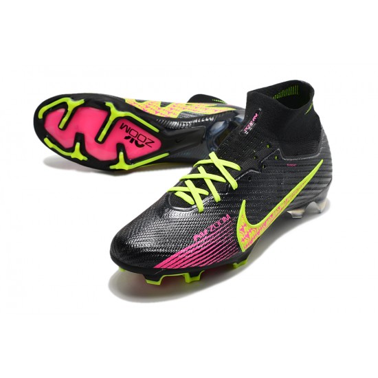 Nike Air Zoom Mercurial Superfly IX Elite FG High Black Pink Yellow Women/Men Football Boots