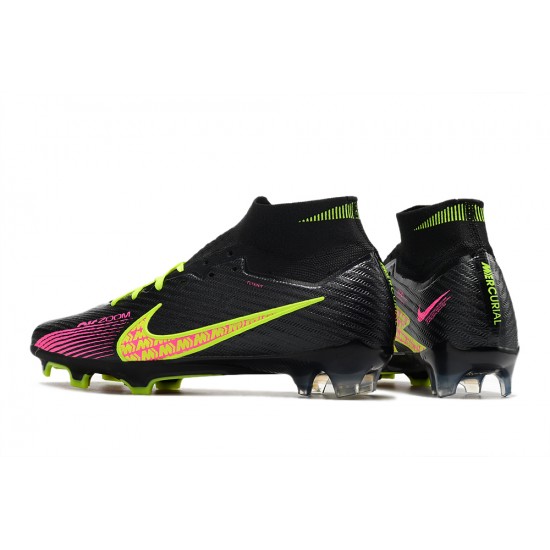 Nike Air Zoom Mercurial Superfly IX Elite FG High Black Pink Yellow Women/Men Football Boots