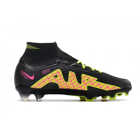 Nike Air Zoom Mercurial Superfly IX Elite FG High Black Pink Yellow Women/Men Football Boots