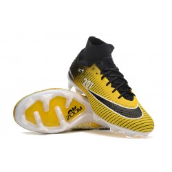 Nike Air Zoom Mercurial Superfly IX Elite FG High Black White Yellow Women/Men Football Boots