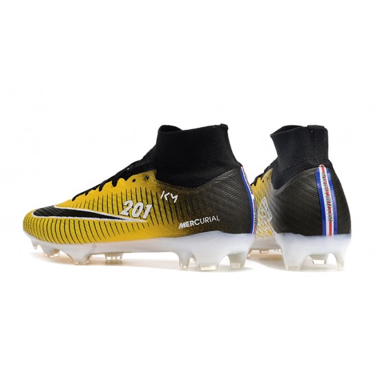 Nike Air Zoom Mercurial Superfly IX Elite FG High Black White Yellow Women/Men Football Boots