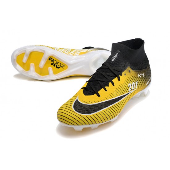 Nike Air Zoom Mercurial Superfly IX Elite FG High Black White Yellow Women/Men Football Boots