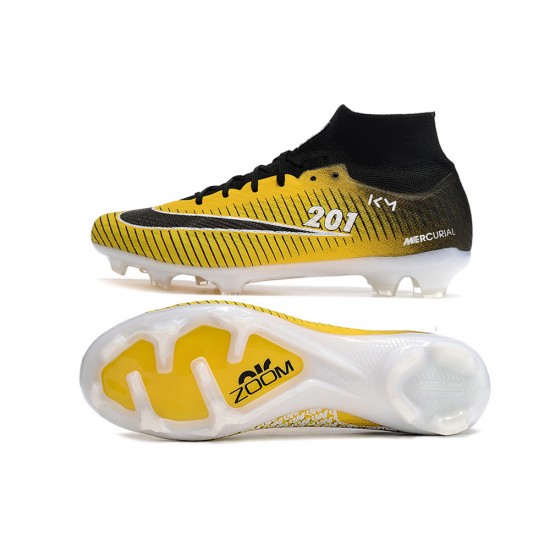 Nike Air Zoom Mercurial Superfly IX Elite FG High Black White Yellow Women/Men Football Boots