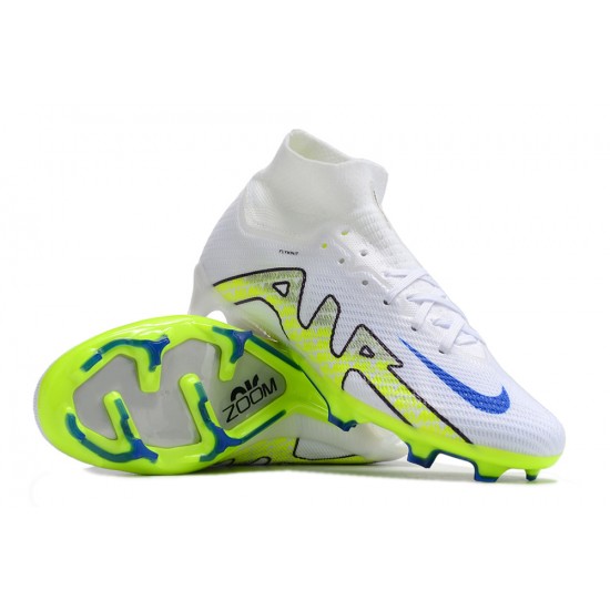 Nike Air Zoom Mercurial Superfly IX Elite FG High Blue White Yellow Women/Men Football Boots