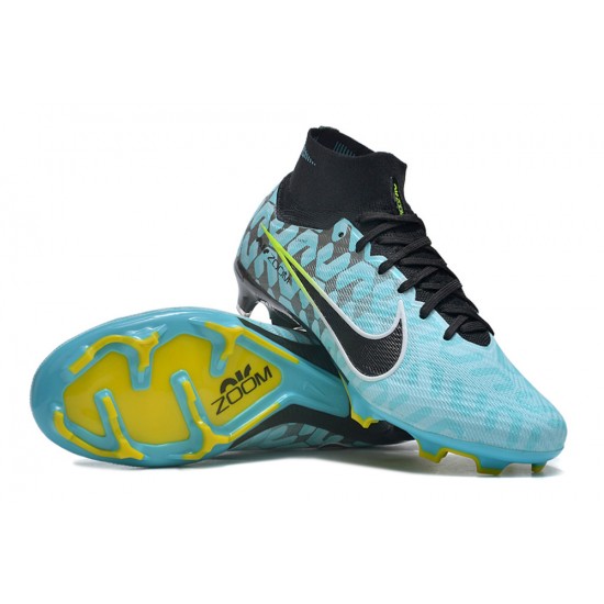 Nike Air Zoom Mercurial Superfly IX Elite FG High Blue Yellow Black Women/Men Football Boots