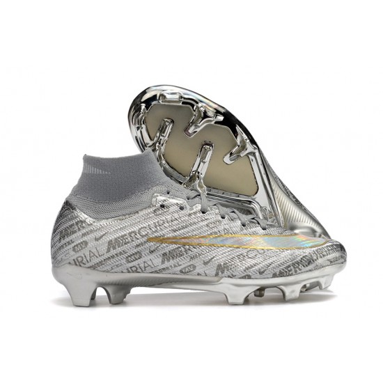 Nike Air Zoom Mercurial Superfly IX Elite FG High Gold Silver Women/Men Football Boots