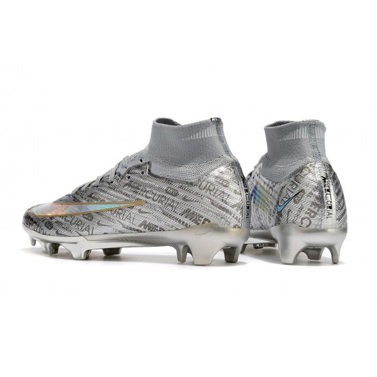 Nike Air Zoom Mercurial Superfly IX Elite FG High Gold Silver Women/Men Football Boots