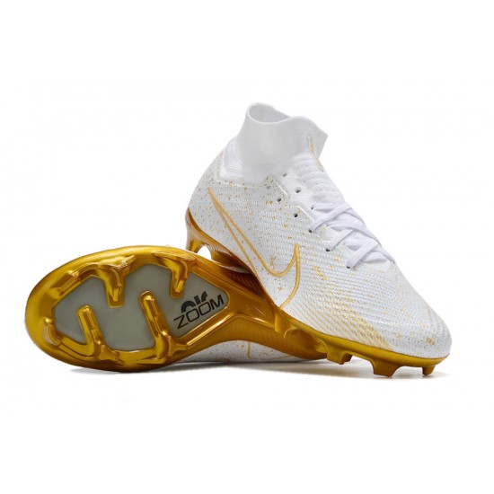 Nike Air Zoom Mercurial Superfly IX Elite FG High Gold White Women/Men Football Boots