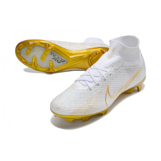 Nike Air Zoom Mercurial Superfly IX Elite FG High Gold White Women/Men Football Boots