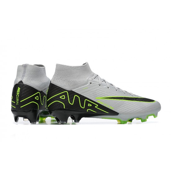 Nike Air Zoom Mercurial Superfly IX Elite FG High Grey Black Green Women/Men Football Boots