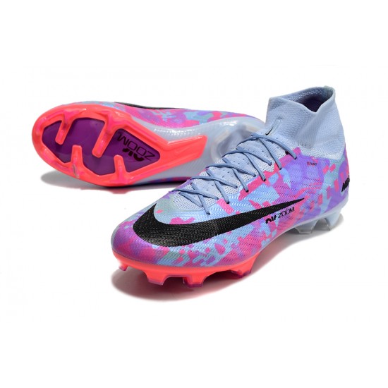 Nike Air Zoom Mercurial Superfly IX Elite FG High Grey Pink Purple Women/Men Football Boots