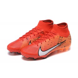 Nike Air Zoom Mercurial Superfly IX Elite FG High Orange Black White Women/Men Football Boots